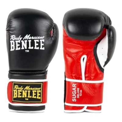 Afbeelding van BENLEE Rocky Marciano Sugar Deluxe bokshandschoenen, uniseks, voor volwassenen, zwart/rood, 18 oz