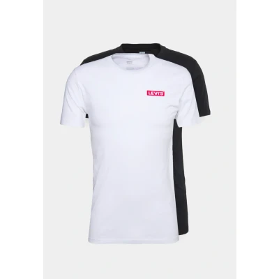 Afbeelding van Levi&#039;s Crewneck Graphic 2 PACK Tshirt basic, Heren, Maat: XS, White/meteorite