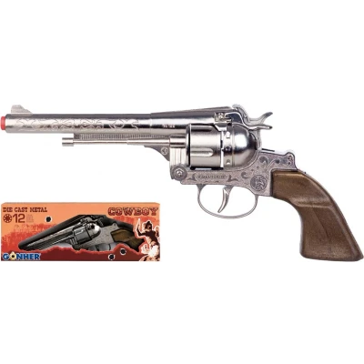 Afbeelding van Gonher Speelgoed Revolver Cowboy 12 Schots Staal Zilver