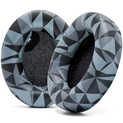 Afbeelding van WC Wicked Cushions Extra Dikke Oorkussens voor Sony WH1000XM4 Hoofdtelefoon Zachte PU Lederen Kussens, Luxueus Geluidsisolerend Geheugenschuim, Dikte Zonder Uitschakelings Sensor Geo Grijs