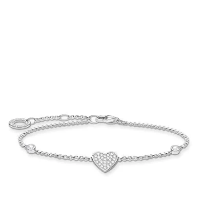 Afbeelding van Thomas Sabo Armband hart met stenen zilver, 925 sterling 16 19 cm lengte