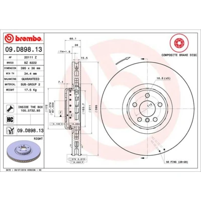 Afbeelding van Brembo Remschijven 09.D898.13