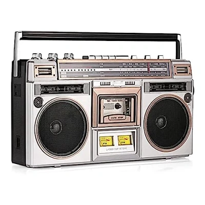 Afbeelding van Vintage Radio Cassette Boombox, Player Recorder, Am/fm Radio, Wireless Streaming, Usb/micro Sd Slots, Aux In, Koptelefoonaansluiting, Cassettes Converteren Naar Usb/sd, Klassieke Jaren