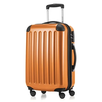Afbeelding van HAUPTSTADTKOFFER ALEX koffer met harde schaal, trolley, rolkoffer, reiskoffer, 4 dubbele wielen, uitbreiding, oranje, 55 cm,