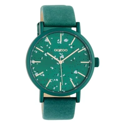 Afbeelding van OOZOO Timepieces groene horloge met leren band C10411