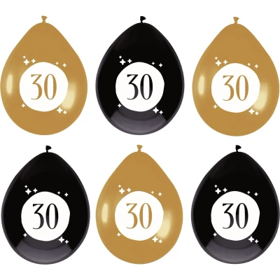 Afbeelding van Ballonnen 30 jaar Festive Goud 30cm 6 stuks