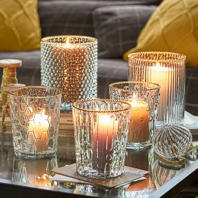 Afbeelding van LOBERON Windlicht set van 5 Rosienne helder/goudkleurig
