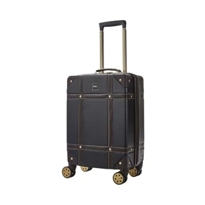 Afbeelding van Infinity Leather Hard Shell Vintage Bagage Koffer Set Kofferbak Cabine Reistassen, Zwart, Large Cabin 21&quot;