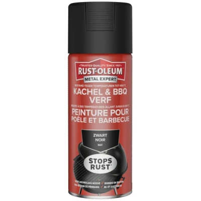 Afbeelding van Rust oleum metal expert kachelverf en bbq verf 400 ml, zwart