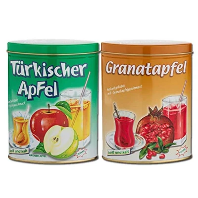 Afbeelding van ottoman van 2 geschenkdozen met Turkse appelthee en granaatappelthee, 300 g instantdrank granaatappel appelsmaak