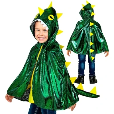 Afbeelding van Widmann Kinderkostuum draak, cape met capuchon, dinosaurus, vuurspuwer, dier, themafeest, carnaval
