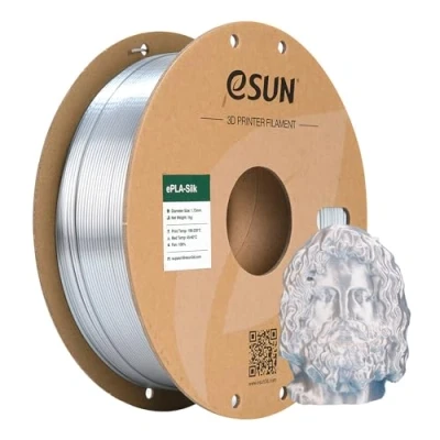 Afbeelding van eSUN Zijde Metaal PLA Filament 1,75mm, Silky Metallic 3D Printer PLA, Maatnauwkeurigheid +/ 0,05mm, 1KG Spool (2.2 LBS) Printing for Printers,Zijde Zilver