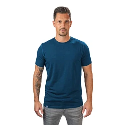 Afbeelding van Alpin Loacker Merino T Shirt Heren De Premium wol Korte Mouw, voor sport en wandelen, basislaag heren,Blauw XXL