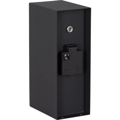 Afbeelding van Buitenstopcontact Charge Zwart tuinstopcontact met schemersensor