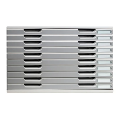 Afbeelding van Exacompta ref. 324041D Organisatiesysteem Ladebox MODULO A3 met 10 gesloten laden voor A3+ documenten Afmetingen: Diepte 35 x Breedte 57,6 Hoogte 32 cm Lichtgrijs/blauw