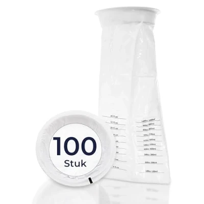 Afbeelding van HaseMed Wegwerpspuugzakken met sluitring, 100 stuks, lekvrij, hygiënisch, ideaal bij misselijkheid en op reis