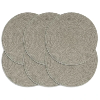 Afbeelding van Placemats 6 st rond 38 cm katoen effen grijs