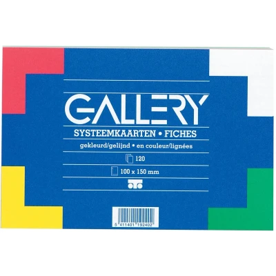 Afbeelding van Gallery Gekleurde Systeemkaarten, Ft 10 X 15 Cm, Gelijnd, Pak Van 120 Stuks Systeemkaart