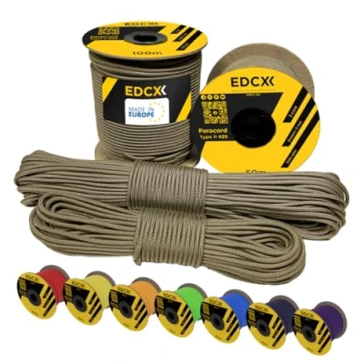 Afbeelding van EdcX 3 mm nylon paracord 425 (15, 30, 50 en 100 m) type II, 100% touw, strandtouw, touw in vele kleuren (coyote bruin, 30