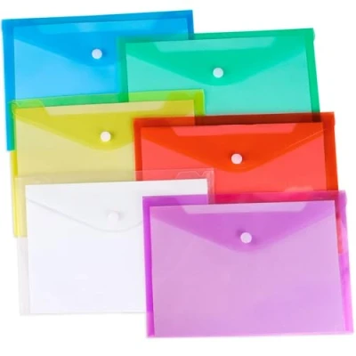 Afbeelding van 12pcs a5 Plastic Portemonnee Map Document Portefeuilles Enveloppen met Popper