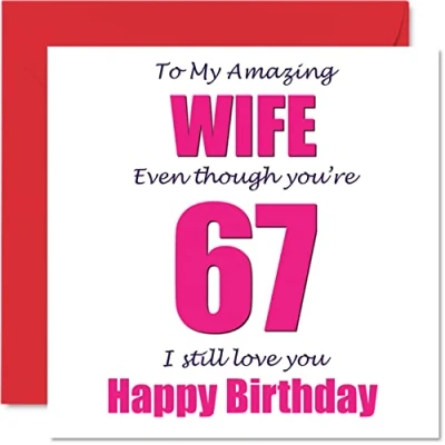 Afbeelding van Grappige 67e Verjaardagskaarten voor Vrouw 67 I Still Love You Gelukkige Verjaardagskaart van Echtgenoot Partner, Zevenenzestig Banter Cadeaus, 145mm x Grap Humor Wenskaarten