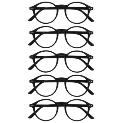 Afbeelding van OPULIZE REY Leesbril 5 Pack Retro Rond Montuur Matzwart Heren Dames Veerscharnieren RRRRR56 1 +1.50