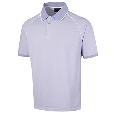 Afbeelding van Island Green Heren CoolPass Stretch Sneldrogende Ademende Poloshirts, Lila/Wit, M