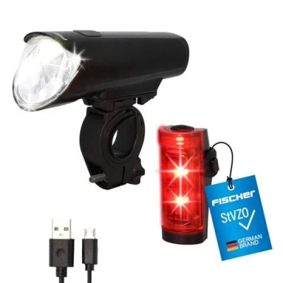 Afbeelding van FISCHER FAHRRAD 45 LUX, small box Fietsverlichtingsset LED Zwart