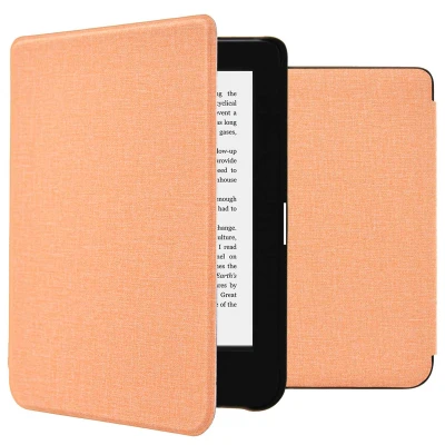 Afbeelding van Kobo Clara 2E Hoes: iMoshion Canvas Sleepcover Bookcase zonder stand Peach Kunstleder E Reader Hoezen