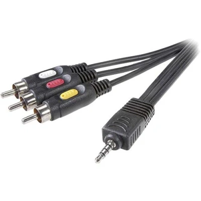 Afbeelding van SpeaKa Professional Jackplug / Composite Cinch AV Aansluitkabel [1x male 3,5 mm 3x stekker] 2.00 m Zwart