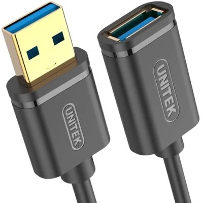 Afbeelding van UNITEK Kabel USB 3.0 A stekker naar bus/verlengkabel / 2 meter, zwart/verlenging voor printer, toetsenbord, kaartlezer etc. Y C459GBK
