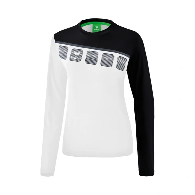 Afbeelding van Erima 5 C longsleeve dames wit/zwart/donkergrijs