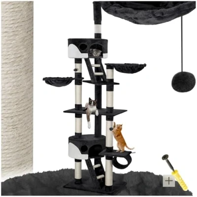 Afbeelding van tectake 401638 Katten krabpaal Hansi diverse kleuren zwart/wit