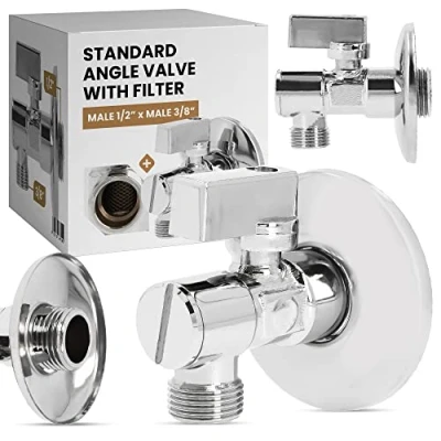 Afbeelding van Eckregelventil mit Filter 1/2&#039;&#039; x 3/8&#039;&#039; Außengewinde Kugelhahn Verchromt Messing Waschmaschine Geschirrspüler Regelventil Kaltwasserrohre Heißwasserrohre