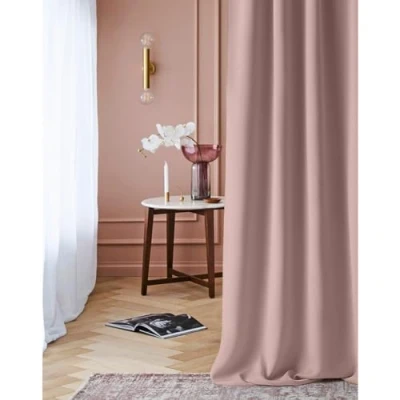 Afbeelding van ROOM99 Laurel gordijn met plooiband, 140 x 260 cm breedte hoogte, verduistering, ondoorzichtig, schuifgordijnen, woonkamer, slaapkamer, voor daklussysteem, poederroze