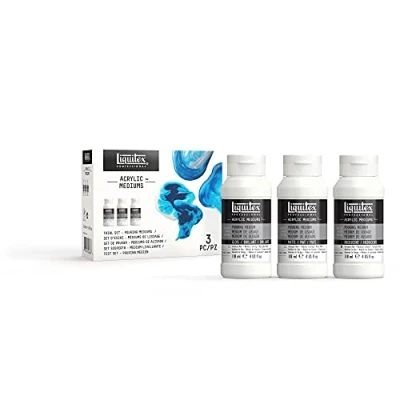 Afbeelding van Liquitex 3699434 Gietmedium Set, waterdicht, vergeelt niet, flexibel, verhoogt de kleurstroom 3 flessen a 118ml in iriserend, mat en glanzend