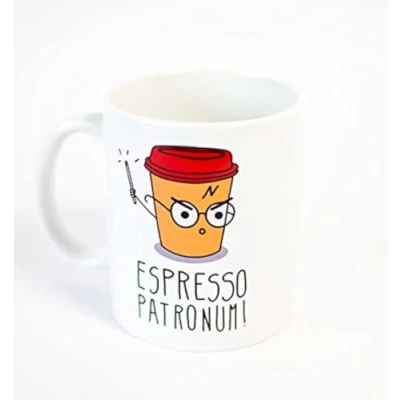 Afbeelding van Gepersonaliseerde mok met opdruk van Espresso Patronum, geïnspireerd op Harry, ontbijt