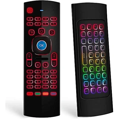 Afbeelding van SHAPOKY Muis voor Tv Box, Mini Draadloze Toetsenbord Afstandsbediening Controle met RGB Backlit MX3 Pro IR Leren