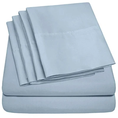 Afbeelding van kingsize lakens 6 delig 1500 Supreme Collection fijn geborsteld microvezel diepe zak lakenset beddengoed 2 extra kussenslopen, voordelig, King, Misty blauw