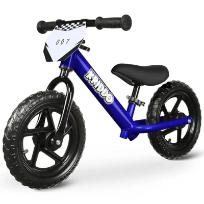 Afbeelding van KRIDDO Loopfiets voor peuters van 2 jaar, leeftijd 18 maanden tot 5 jaar oud, 12 inch push bike met individuele plaat (3 sets stickers inbegrepen), cadeau 3 jongens en meisjes (Blue)
