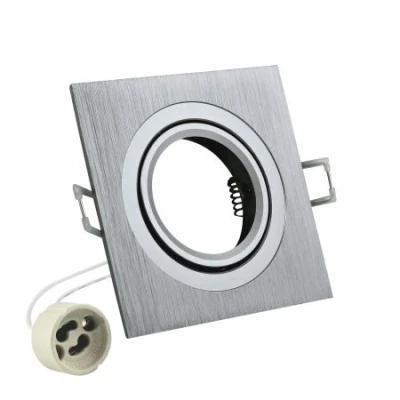 Afbeelding van Inbouw spot GU10 aluminium vierkant armatuur geborsteld zilver/zilver 92mm