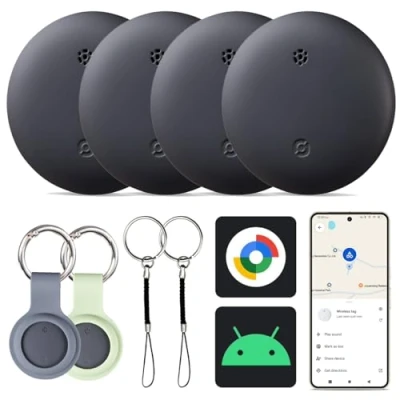Afbeelding van Reyke GPS Tracker Android, Air Smart Tag compatibel met Google Find My (Android only), sleutelvinder voor sleutels, bagage, koffer, portemonnee, IP66 waterdicht, 4 stuks
