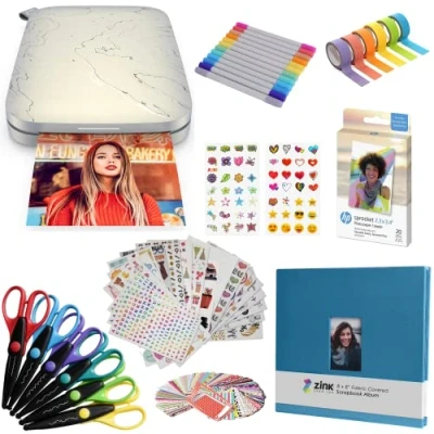 Afbeelding van HP Sprocket Select Draagbare Instant Fotoprinter voor Android en iOS apparaten (Eclipse) Leuke plakboekbundel