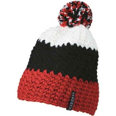 Afbeelding van Myrtle Beach Unisex Gehaakte Muts met Pompom (Rood/Zwart)