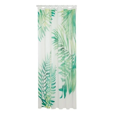 Afbeelding van Douchegordijn Sealskin Leaves Groen Wit (180 x 200 cm)