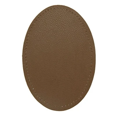 Afbeelding van 2 lederen kniebeschermers. Elleboogbeschermers om uw kleding te beschermen en broeken, jassen, truien, overhemden, blouses repareren. 14 x 10 cm (Kameel)