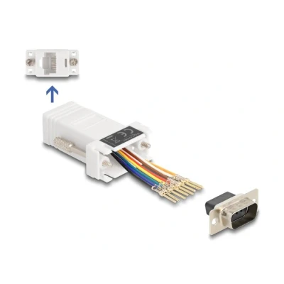 Afbeelding van Delock D Sub 9 Pin Stecker zu RJ45 Buchse Montagesatz weiß HQ produ