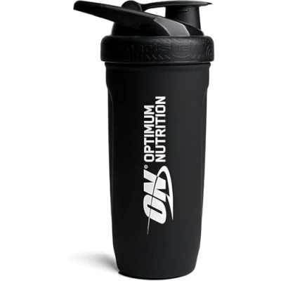 Afbeelding van Optimum Nutrition Reforce Steel Smartshake, duurzame voedselveilige roestvrijstalen eiwitshakerfles, BPA vrije fles met lekvrije flip to cap, gemakkelijk mee te nemen, slimme shaker, voor