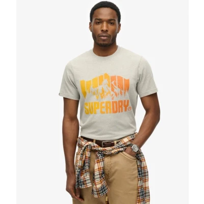 Afbeelding van Superdry Mountain Rainbow Tshirt print, Heren, Maat: Medium, Grey marl