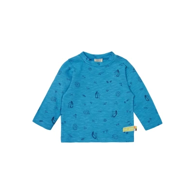 Afbeelding van loud + proud Unisex kinderen slub jersey met opdruk, GOTS gecertificeerd shirt, azuur, 98 104